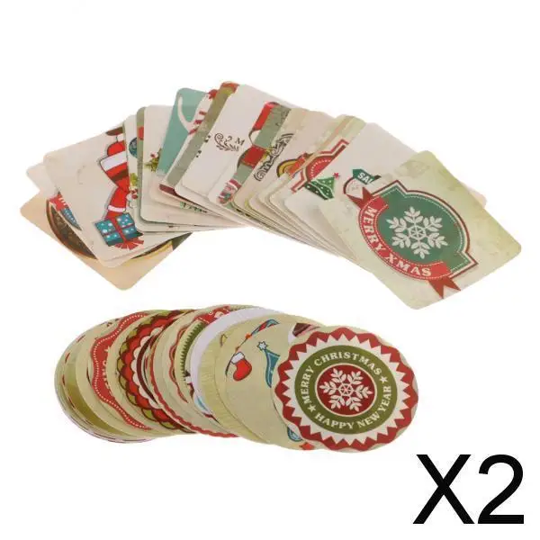 2X 46x Mix Pattern Waterproof Christmas Stickers Sealing Stickers Multipurpose