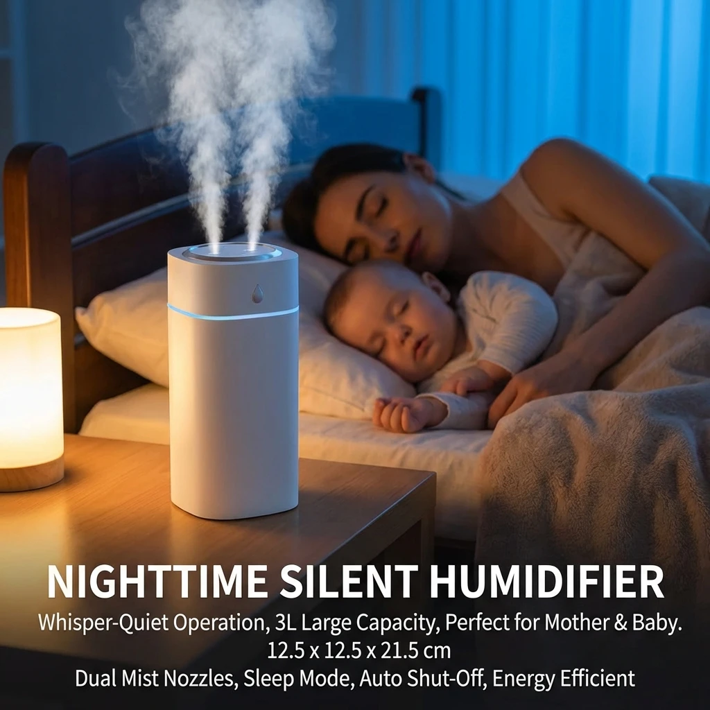 Three-Nozzle Water Drop Spray Humidifier Gentle Quick Space Moisturization for Home Office Decorative Air Moisturizer image 2