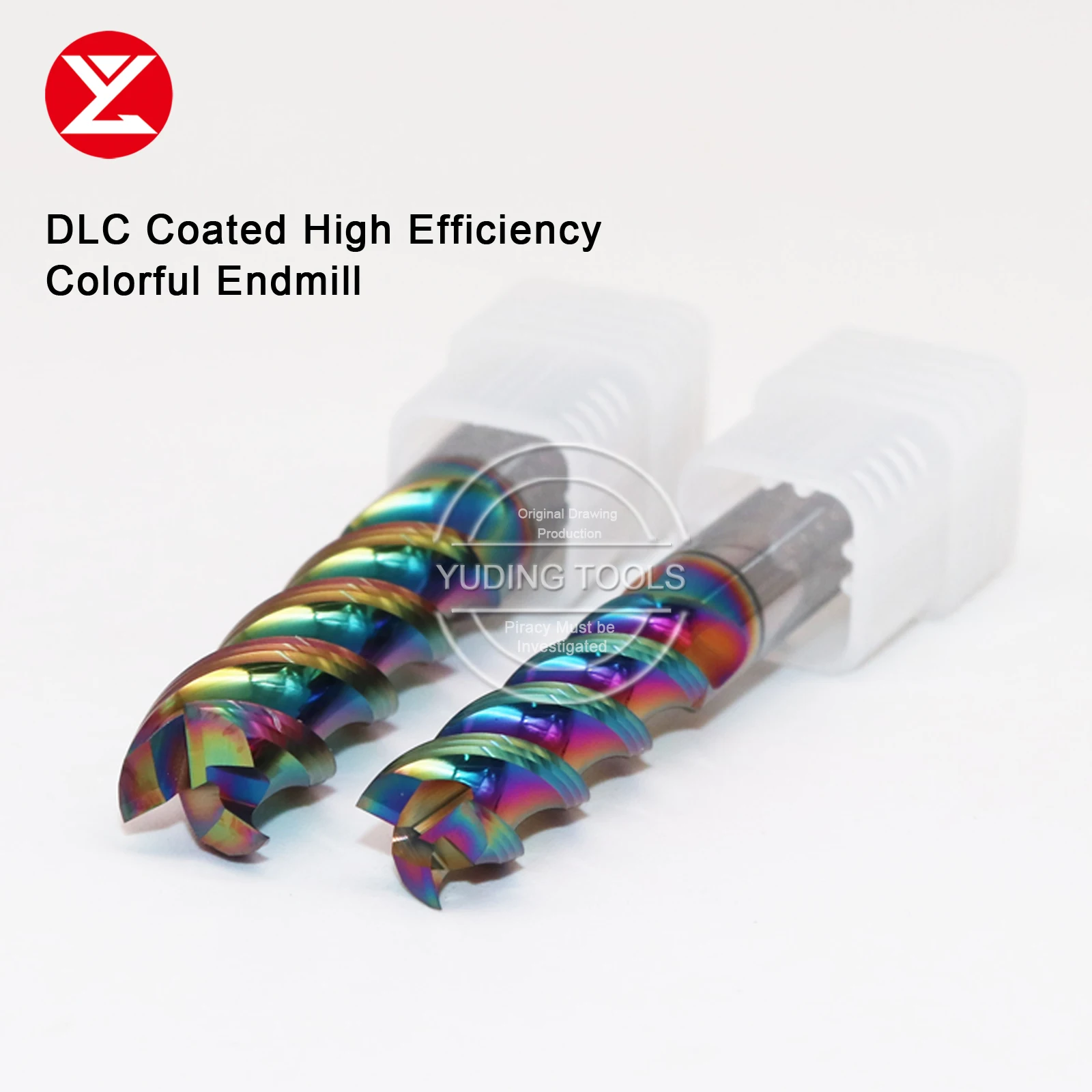 HRC60 DLC Coating Colorful High Gloss High Efficiency Aluminum Milling Cutter Tungsten Carbide Steel 3Flute End Mill 4 6 8 10mm