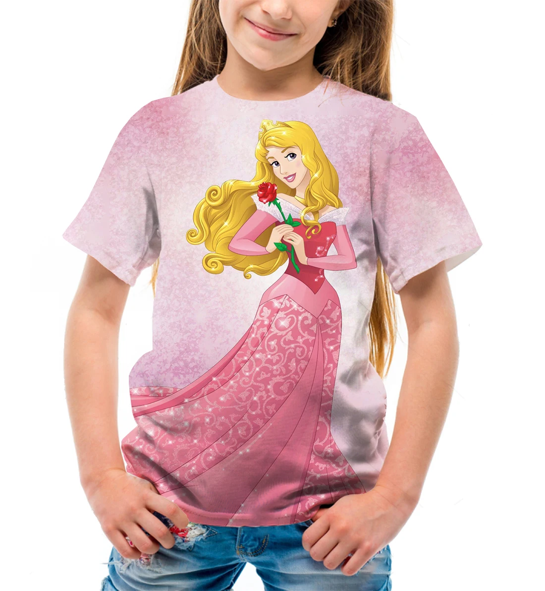 Mermaid White Snow Princess Disney T -shirt Clothing Korean Fashion Round Neck Short Sleeve Spring and Summer