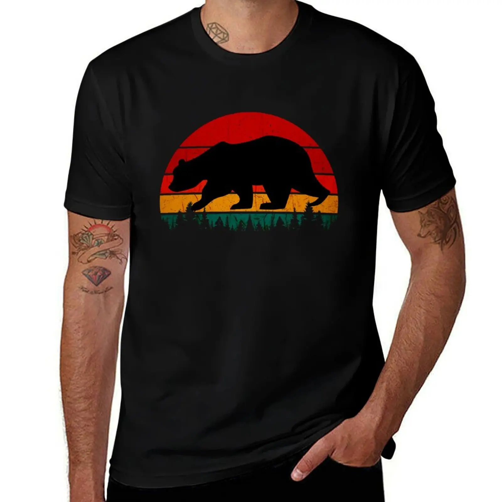 

California Bear Retro Vintage Sunset Forest T-Shirt man t shirt summer anime t shirts oversize T-Shirt