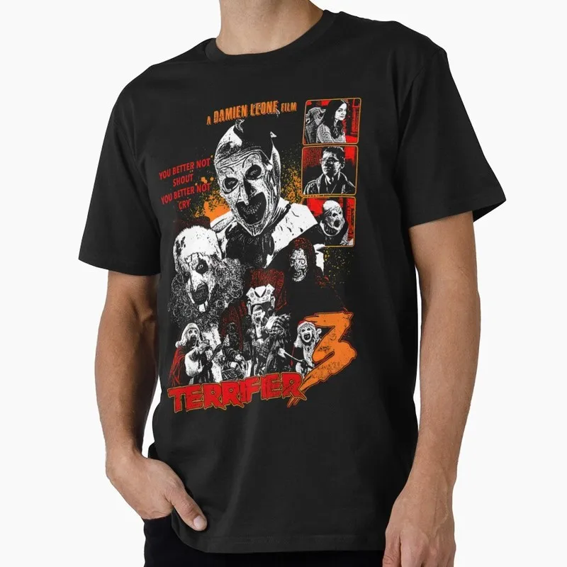 Retro Horror Movie Terrifier Art The Clown Killer Scary Halloween Gift T Shirt 0802 Short Sleeve Graphic clothes All size tops