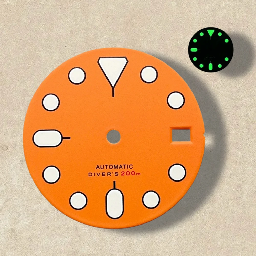 28.5mm S Logo SKX007 Dial Fit NH36/4R36 Movement Green Luminous Matte/Sunray Dial Watch Modification Accessories