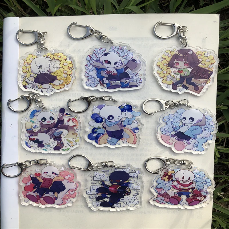 Game Papyrus Asgore Asriel Chara Keychain Cosplay Accessories Cartoon Key Chain Pendant Badge