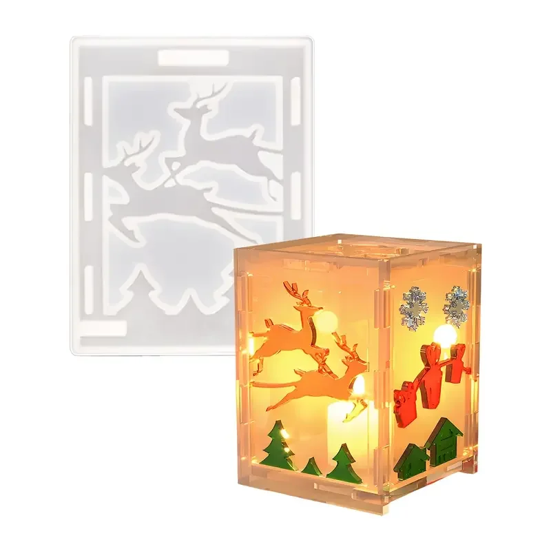 قالب سيليكون الراتنج - لوحة حائط ثلاثية الأبعاد على شكل رجل ثلج مع قالب عرض قابل للفتح للشموع التي تصنعها بنفسك والحرف اليدوية من راتنجات الجبس والإيبوكسي | دائم #6