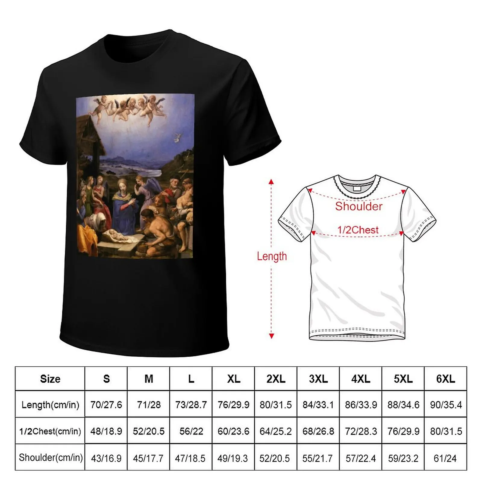 Christmas A depiction of the Nativity of Jesus T-Shirt Fitness Training Breathable Tee