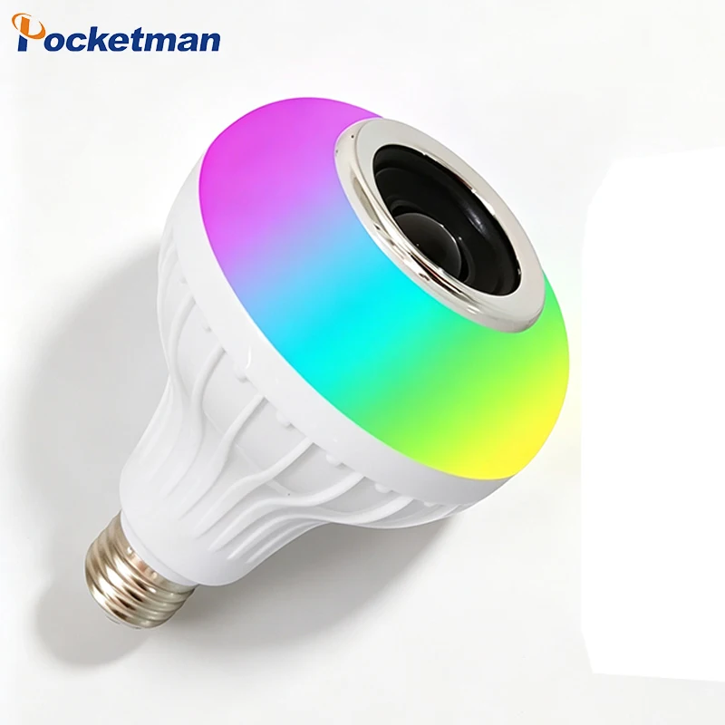 bluetooth対応-音楽再生機能付き-led電球-12w-e27口金-rgbカラー変更可能-スピーカー内蔵-遠隔操作で調光可能な-多色ledランプ
