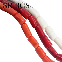 White Red Orange Column Natural Coral Bead Fashion Loose Isolation Beads For Jewelry Making DIY Bracelet Necklace Size 8-10mm