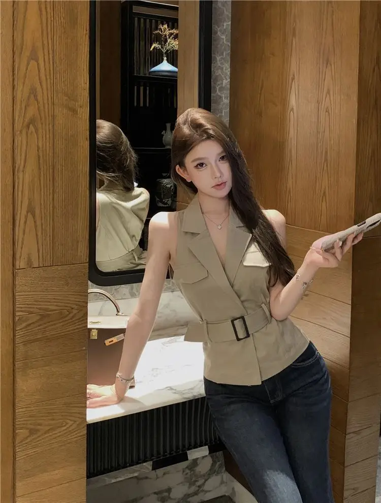 Westen Westen Dünne Damenweste Orange Herbst Blended Doodle Cartoon Grid Graphics Patchwork Folk Checked Lettered Raw Edge OL