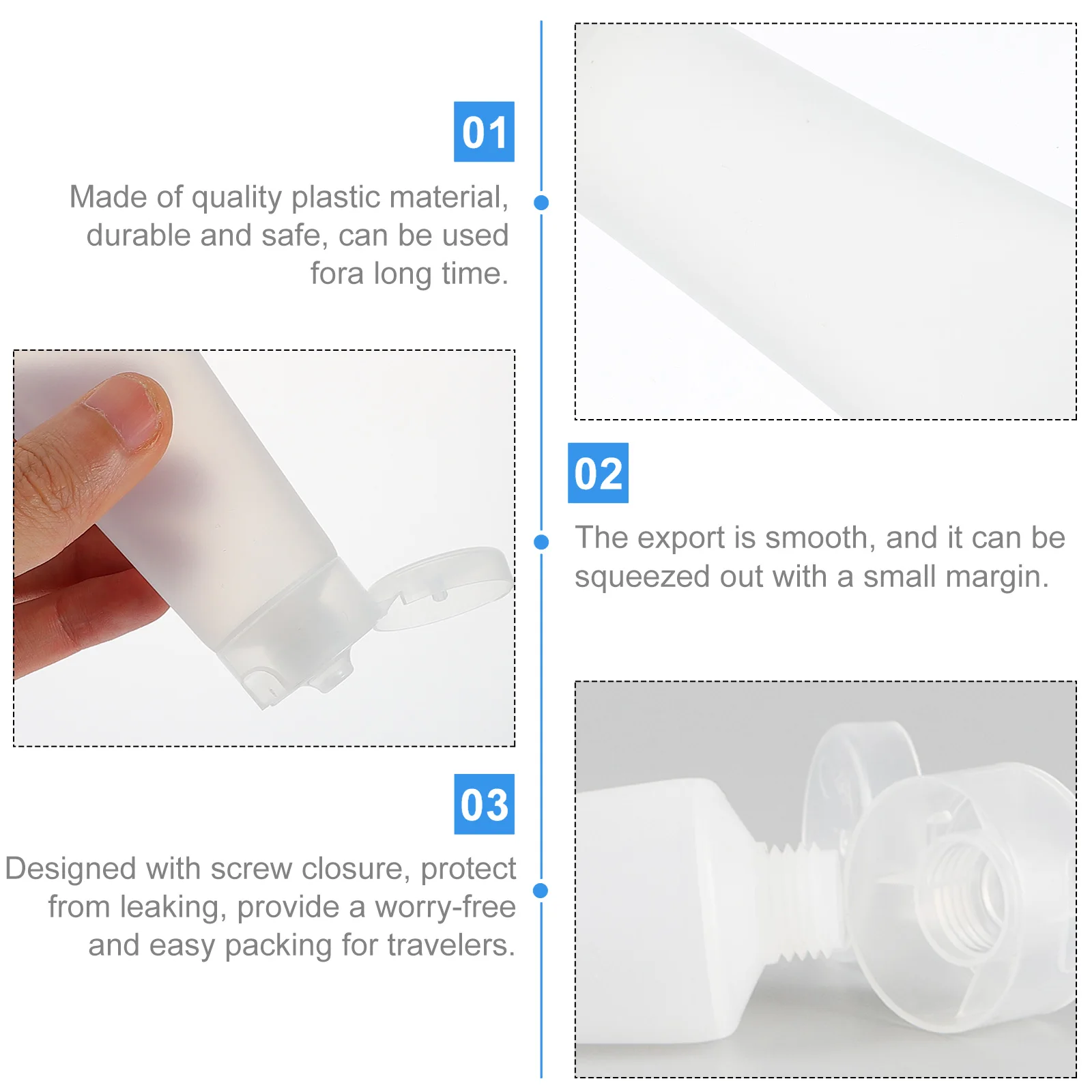 

16pcs Refillable Squeeze Tubes Travel Cream Bottles Leakproof Storage Containers For Skincare Lotion Shampoo Face Wash