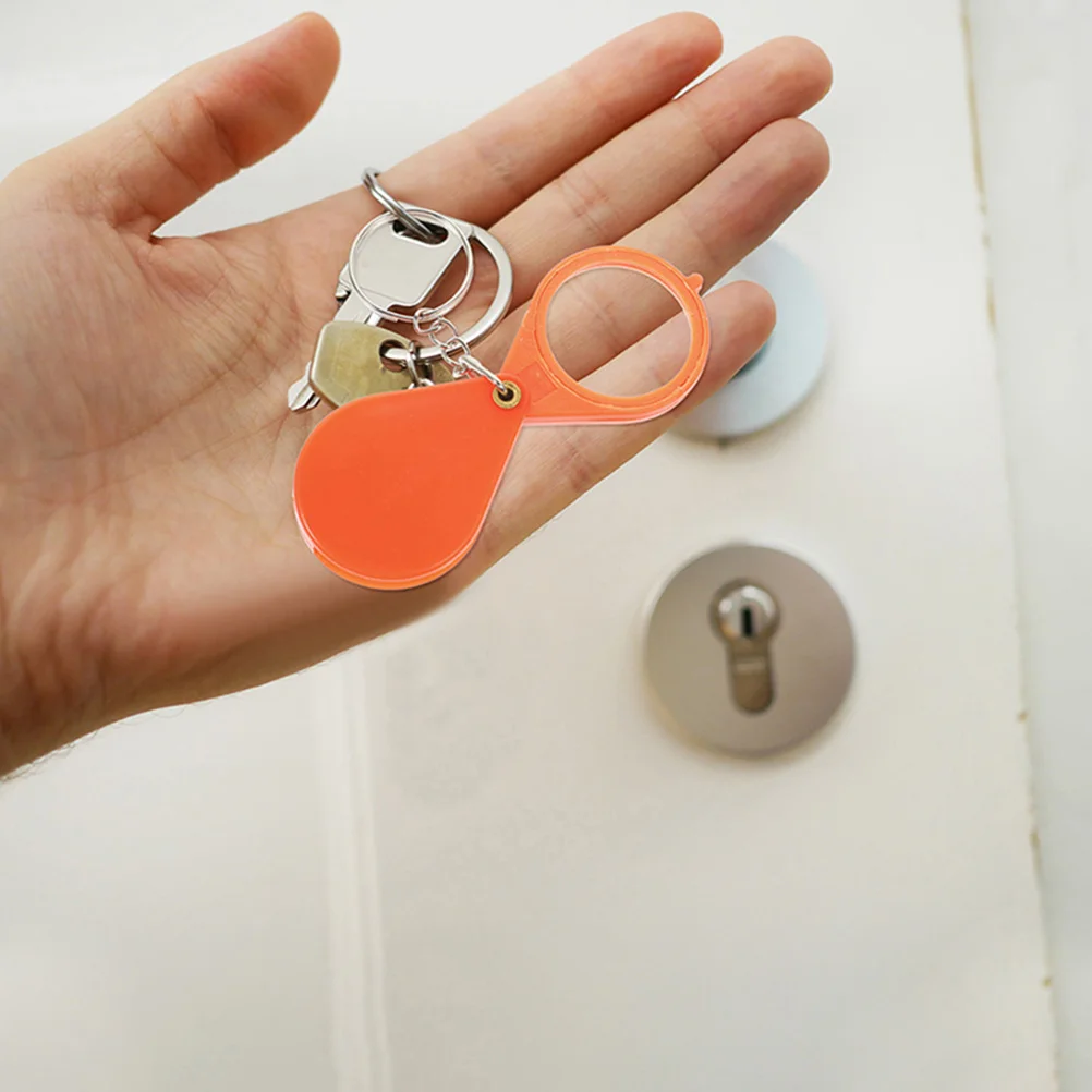 

8 Pcs Mini Magnifying Glass Keychain Portable Elder Reading Small Enlarging Glasses LED Light Folding Design Handheld Magnifier