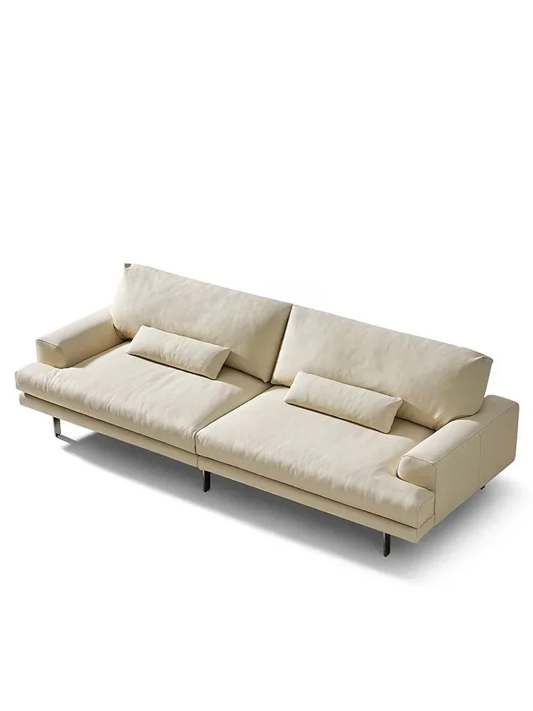 A   A15 Suspension Sofa Italian Three-Seat Leather Straight First Layer Cowhide Nordic Minimalism Modern
