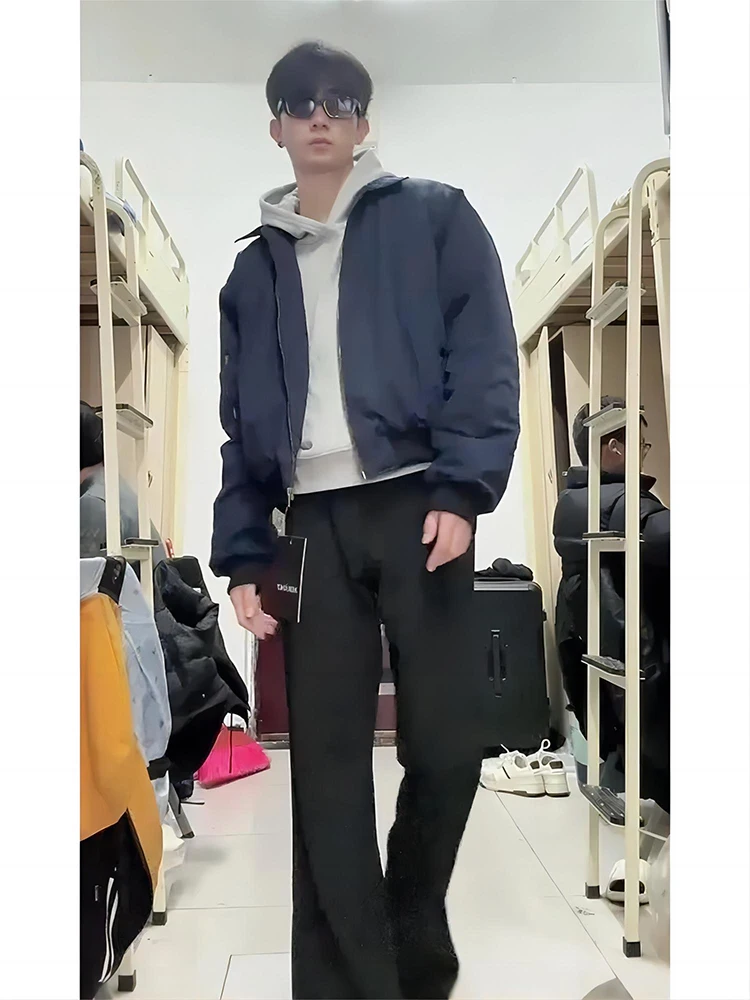 

Мужская зимняя куртка-бомбер в стиле ретро, с воротником, из хлопка, дышащая, свободного кроя, молодежная мода