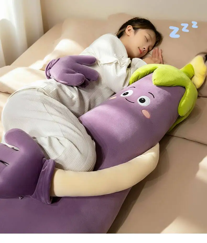 Broccoli Eggplant King Sleep Pillow Heated Pat Hug Pillow Plush Toy Patting And Soothing Eggplant Sleep Accompany Comfort Gift