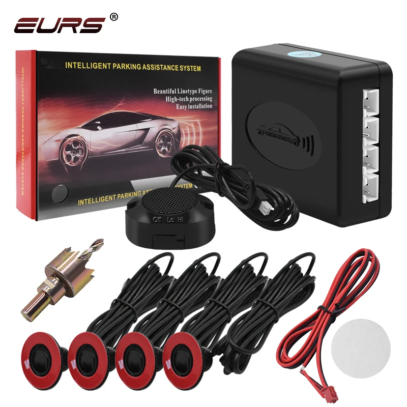 

13MM Flat Adjustable Sensors Car Parking Sensor Parktronic Reverse Backup Radar Detector with Buzzer Alert 6 Colors