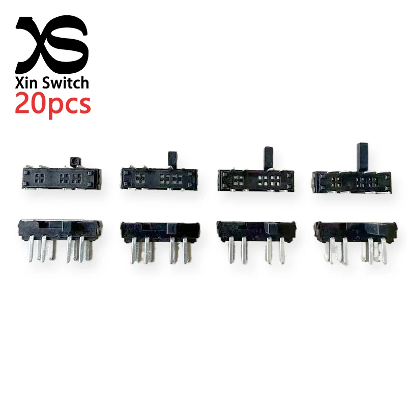 20PCS MSK-23D19 Horizontal Type Edge 8-Pin 2P3T Toggle Switch 13 * 3.5mm DC12V 0.1A 3-Position Dual Row Slide Power Switch