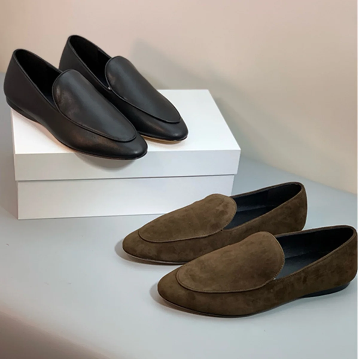 

Jenny&Dave French Fashion Ladies Retro Pointed-toe Flat Shoes Women Loafers Shoes Women Top Quality Minimalist Women's shoes