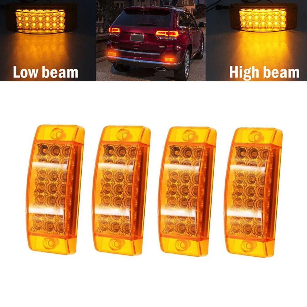 4PCS 21LED Sealed Side Marker Clearance Light Trailer Truck Camper Flowing Indicator Blinker 12V-24V Brake Rear Warning Tailight