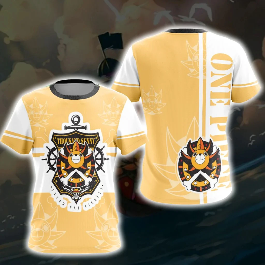 

Bandai One Piece Thousand Sunny Logo Graphic Print Quick Dry T-Shirts Comfort Breathable Parent-Child Matching Outfits