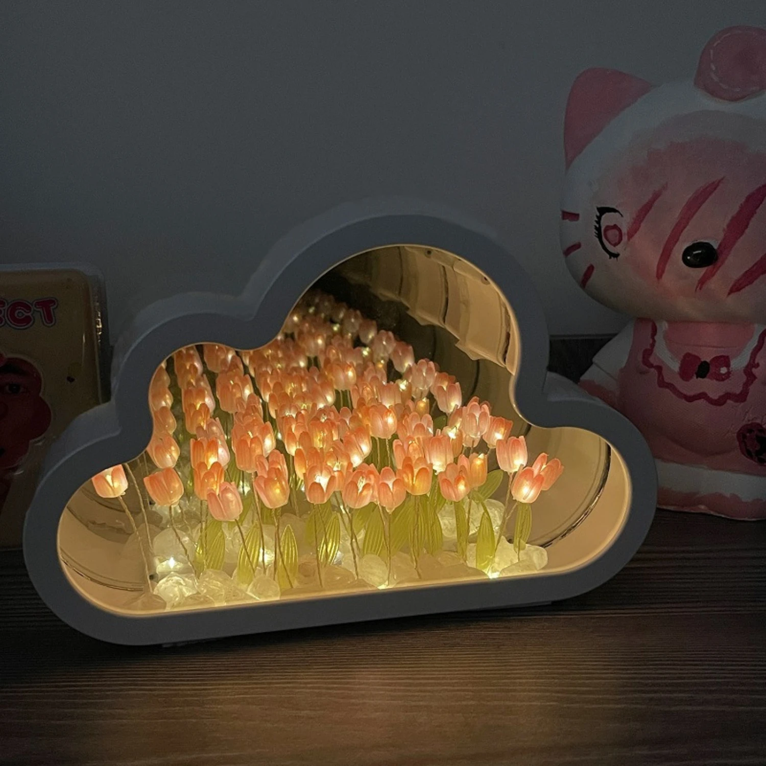 New Create a Romantic and Magical Atmosphere with this Creative Transparent Tulip Cloud Sea of Flowers Night Light - Perfect DIY