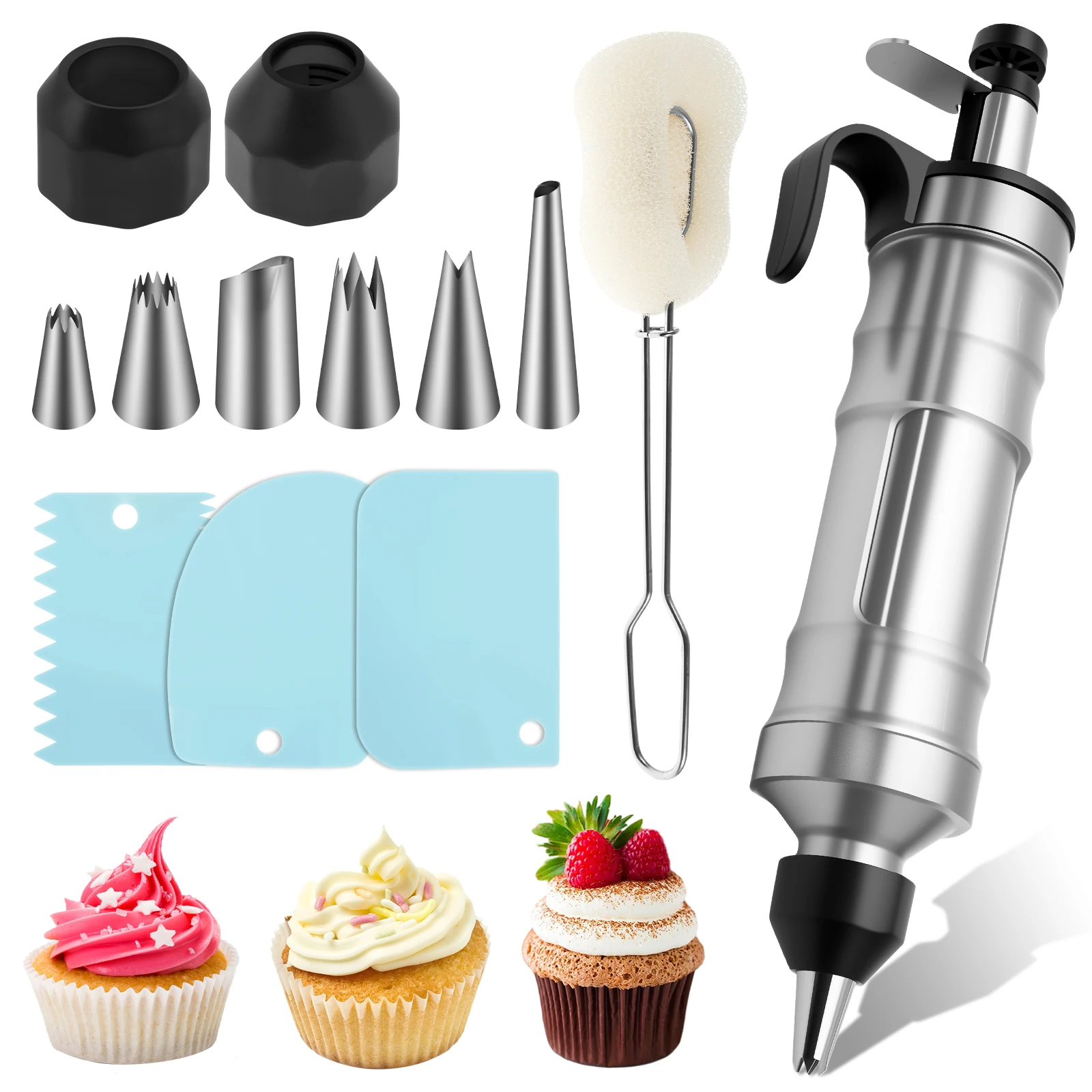 7/13 Stück Spritzpistole Dessert Dekor Spritze Set mit Düsen wiederverwendbare Creme Kuchen Dekor Spritze für CakeShop Küche Backzubehör