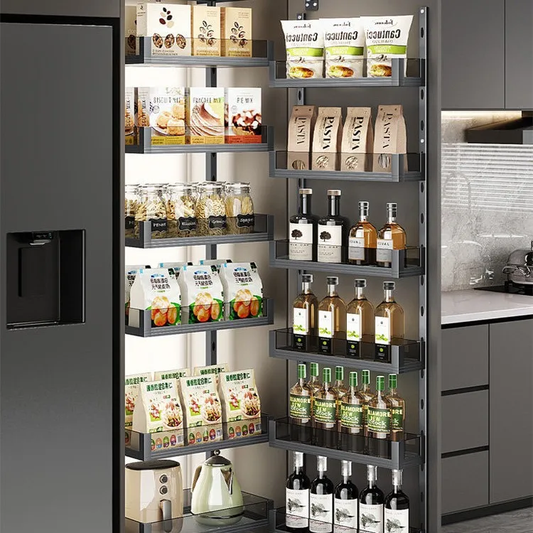 Kitchen big monster door opening linkage type snack high cabinet aluminum alloy storage cabinet refrigerator