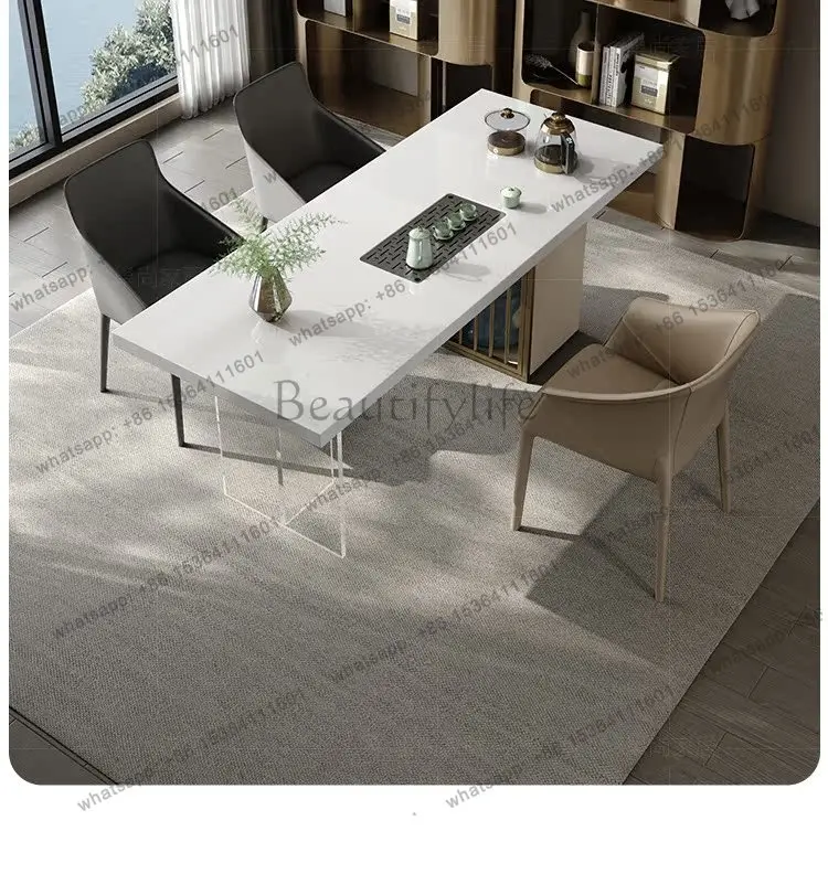 Italian simple luxury jade spar tea table Nordic modern simple acrylic light luxury tea table