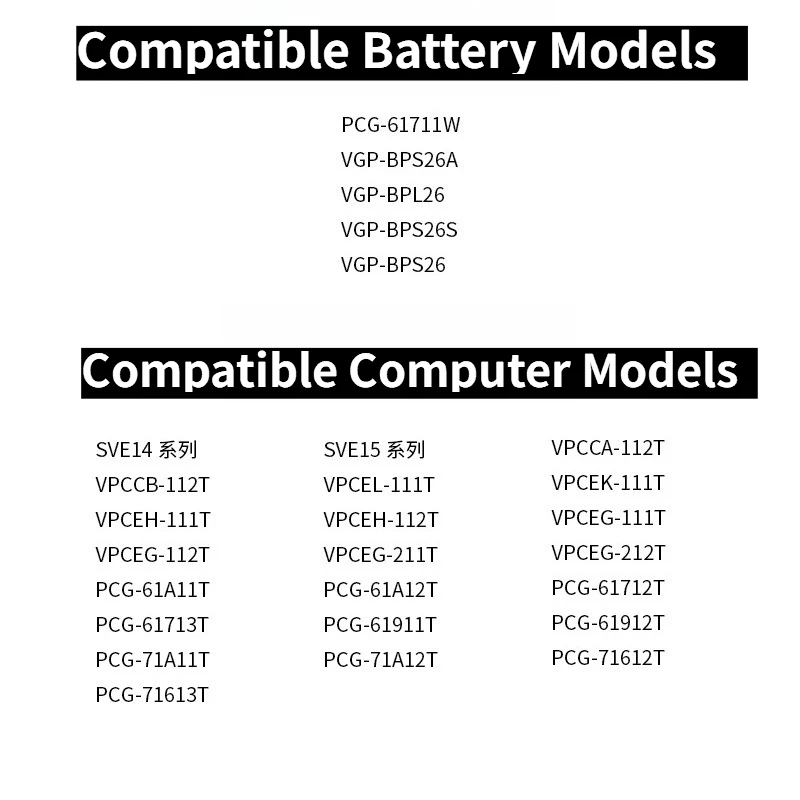 لسوني VAIO VGP-BPS26 VGP-BPS26A PCG-71713L PCG-71912L PCG-61A13L PCG-61A14L PCG-61A12L بطارية كمبيوتر محمول جديدة BPS26 10.8V 5300mAh