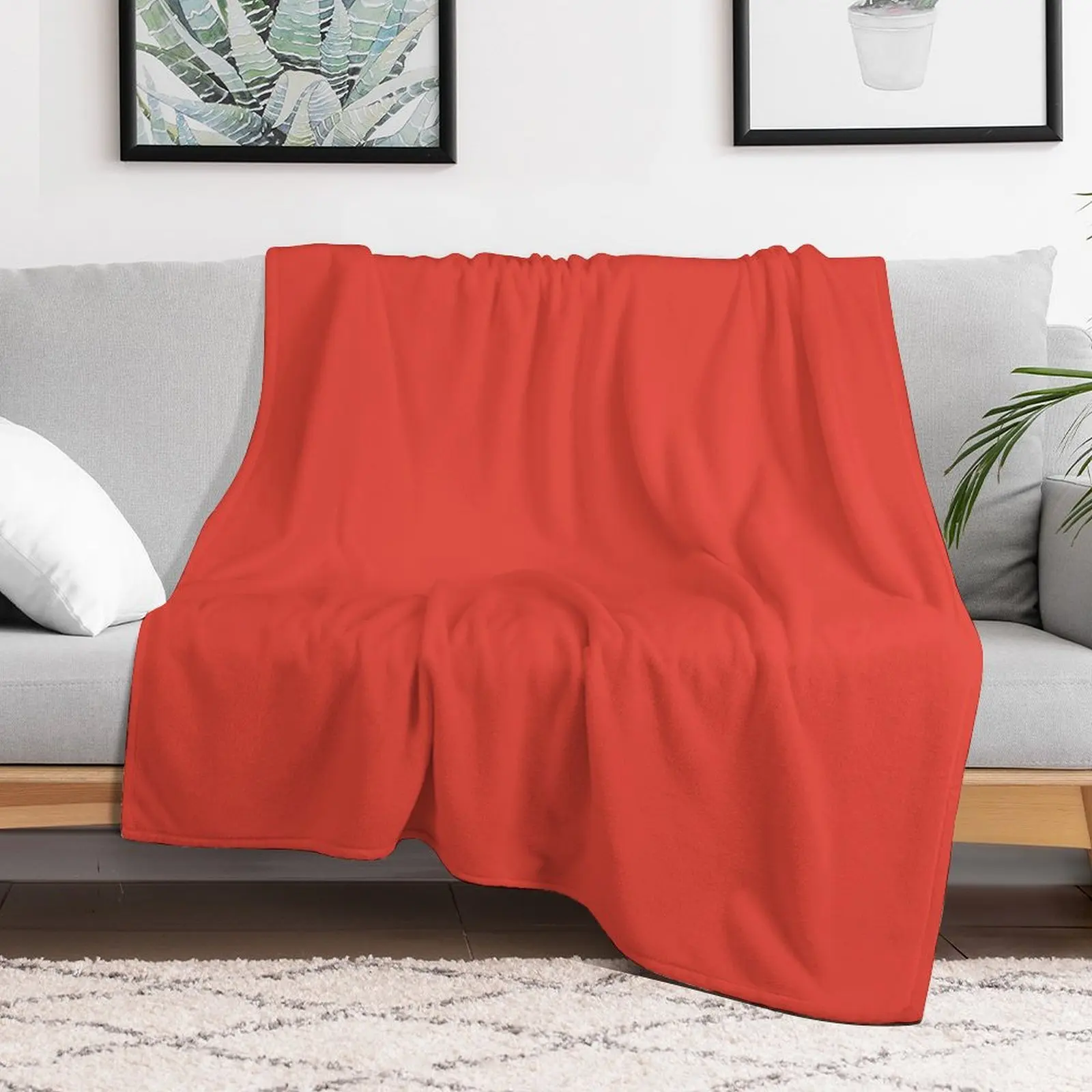 Color Vermilion (#E34234) Red Throw Blanket