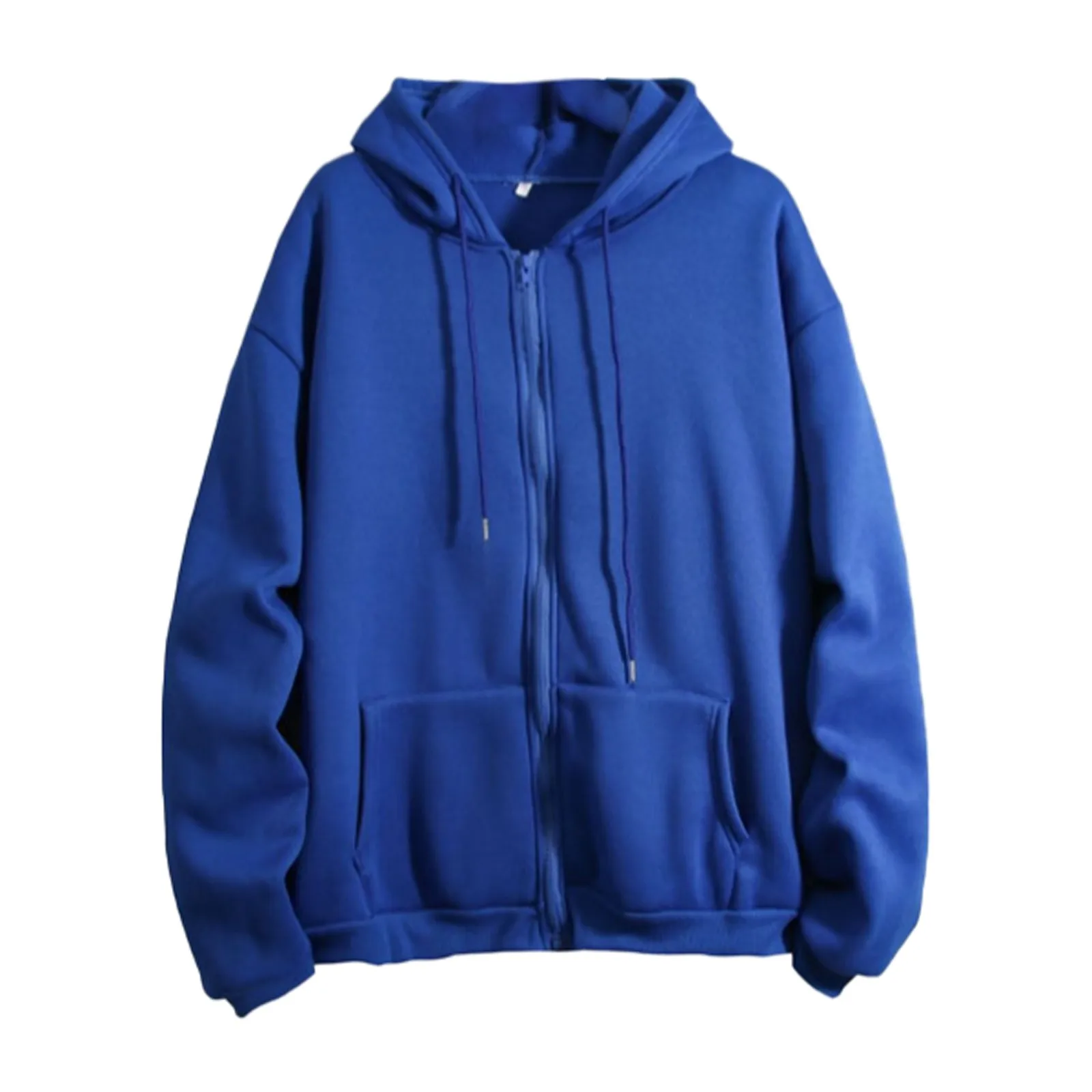 Women Loose Hoodies Casual Solid Color Zip Up Hooded Sweatshirt Harajuku Korean Loose Couple Hoodie Jacket Coat Streetwear