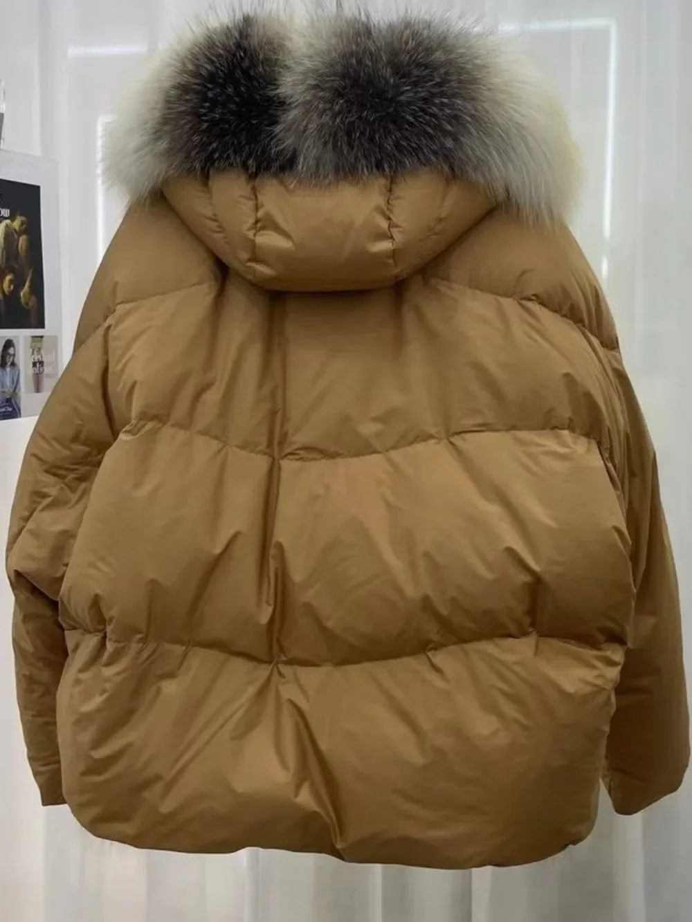 White Goose Down Coats Women Winter Coats with Real Red Fox Fur Hood Collar Parka Loose Female Outwear Real Fur Jacket Women