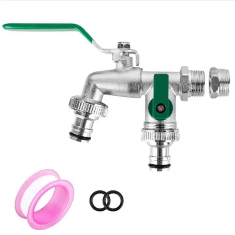 Zinc Alloy 2‑Way Water Tap One‑In Two‑Out Dual Control IBC Tank Adapter Nozzle Kit