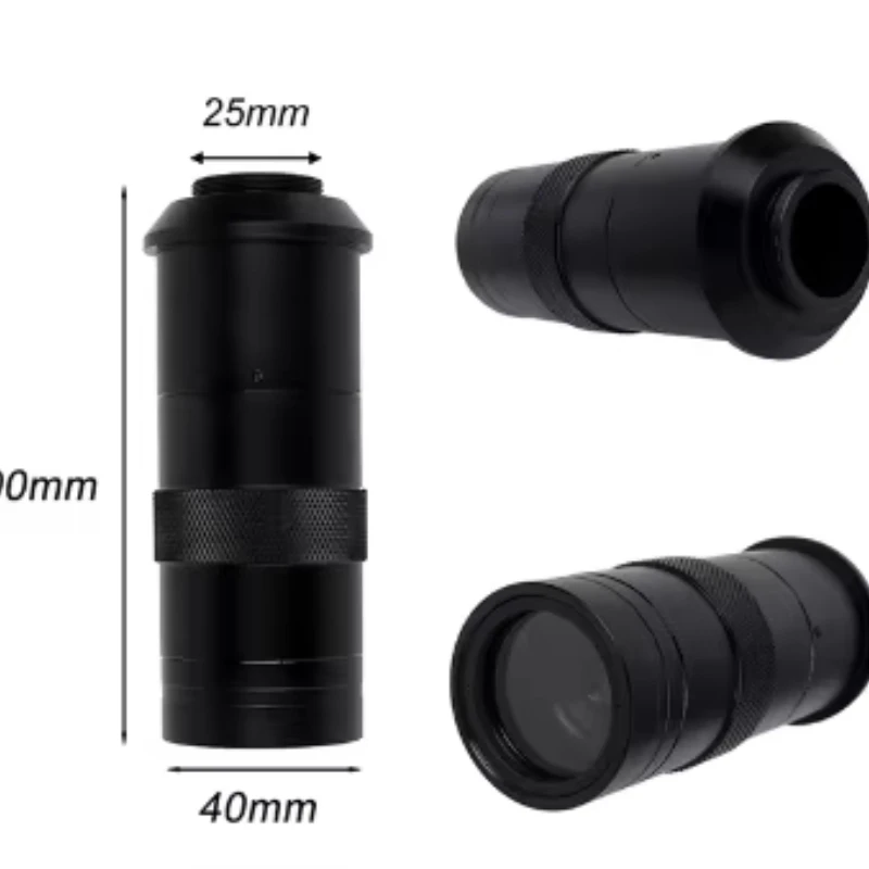 Objectif de caméra de microscope vidéo, zoom réglable 180x, interface de type C pour haute définition MI VGA