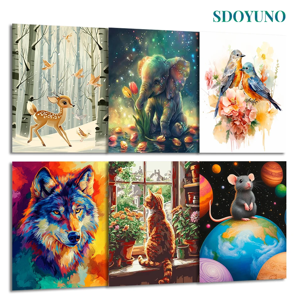 

SDOYUNO Painting By Numbers Draw For Adults Markers By Numbers Animals Oil Diy Set Framed Wall Art Modern Arts Crafts Room Decor