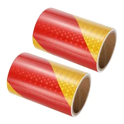 10cm*10m Yellow Red Twill Reflective Tapes High Viscosity Safety Reflectors Stickers Waterproof Conspicuity For Truck Trails Car