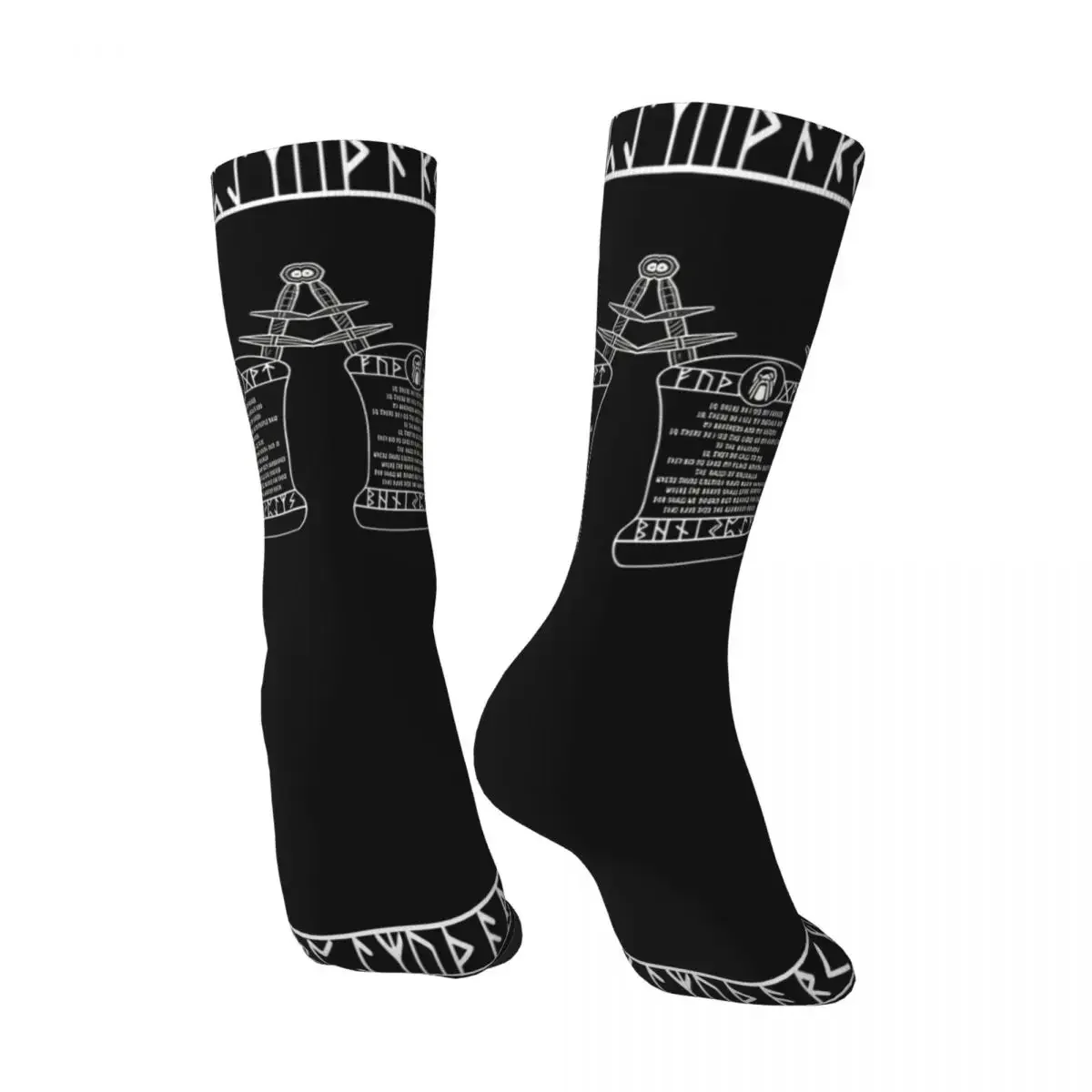 Funny Crazy Sock for Men Norse Prayer Hip Hop Vintage Viking Happy Breathable Seamless Printed Boys Crew Sock Novelty Gift