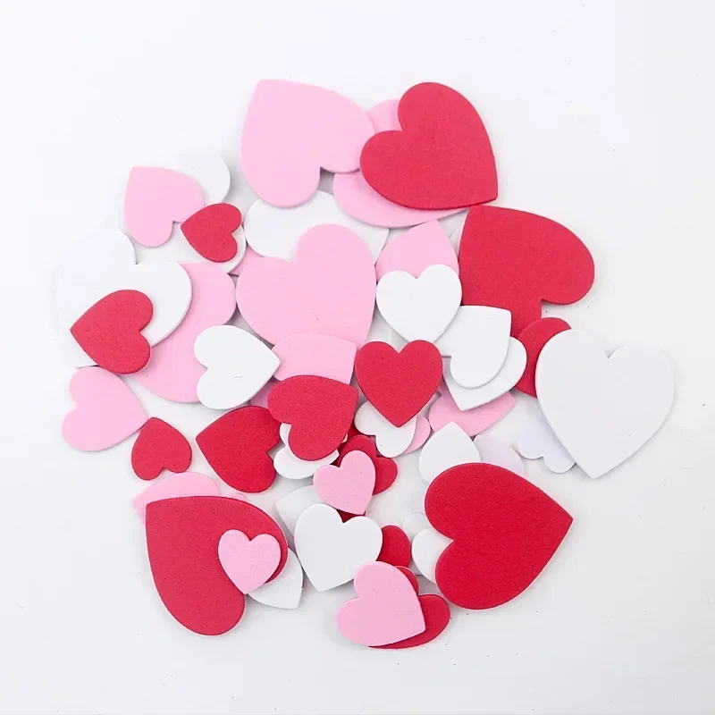 60pcs/bag LOVE Foam Stickers Pink Hearts Self-Adhesive EVA Sticker Notebook Scrapbooking Valentine's Day Wedding Decoratrion