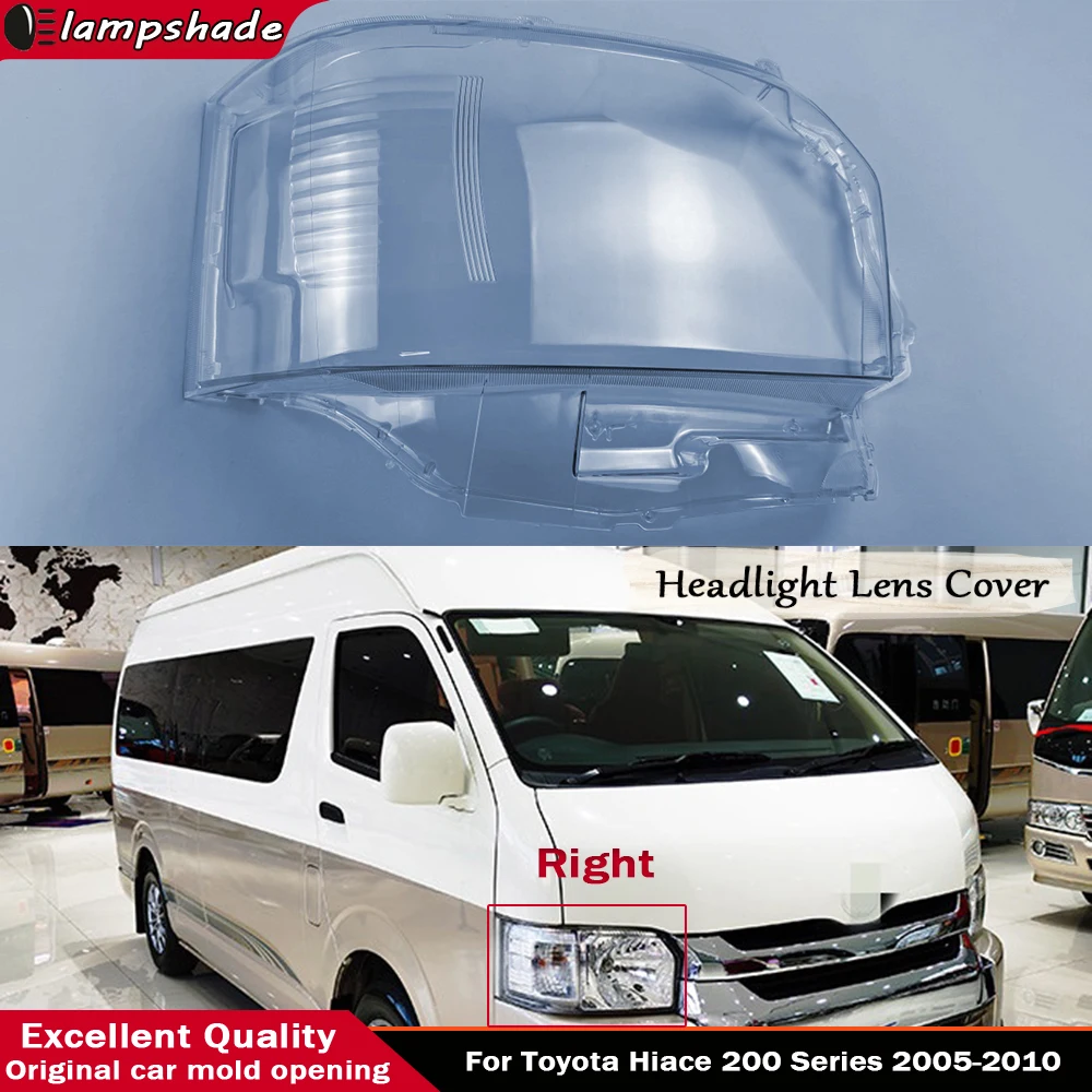 Headlamp Cover Transparent Lampshade Headlight Shell Plexiglass Replace Original Lens For Toyota Hiace 200 Series 2005 - 2010