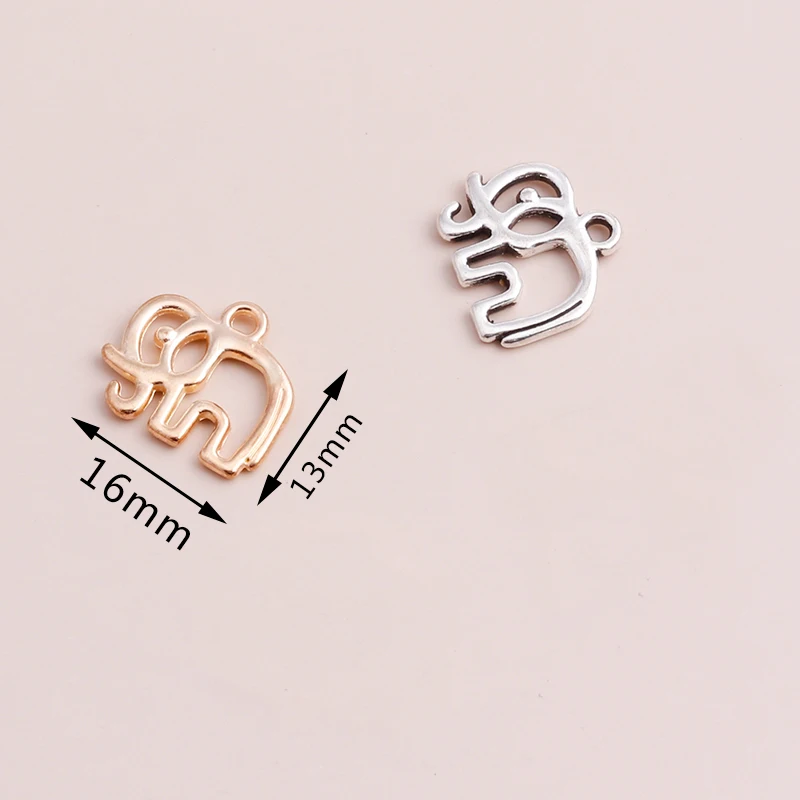 Leslie 20 Stück 16*13mm Legierung Hohle Elefanten-Anhänger Indische Tier-Charms für Armband Halskette DIY Schmuckherstellung Zubehör – Detail 2