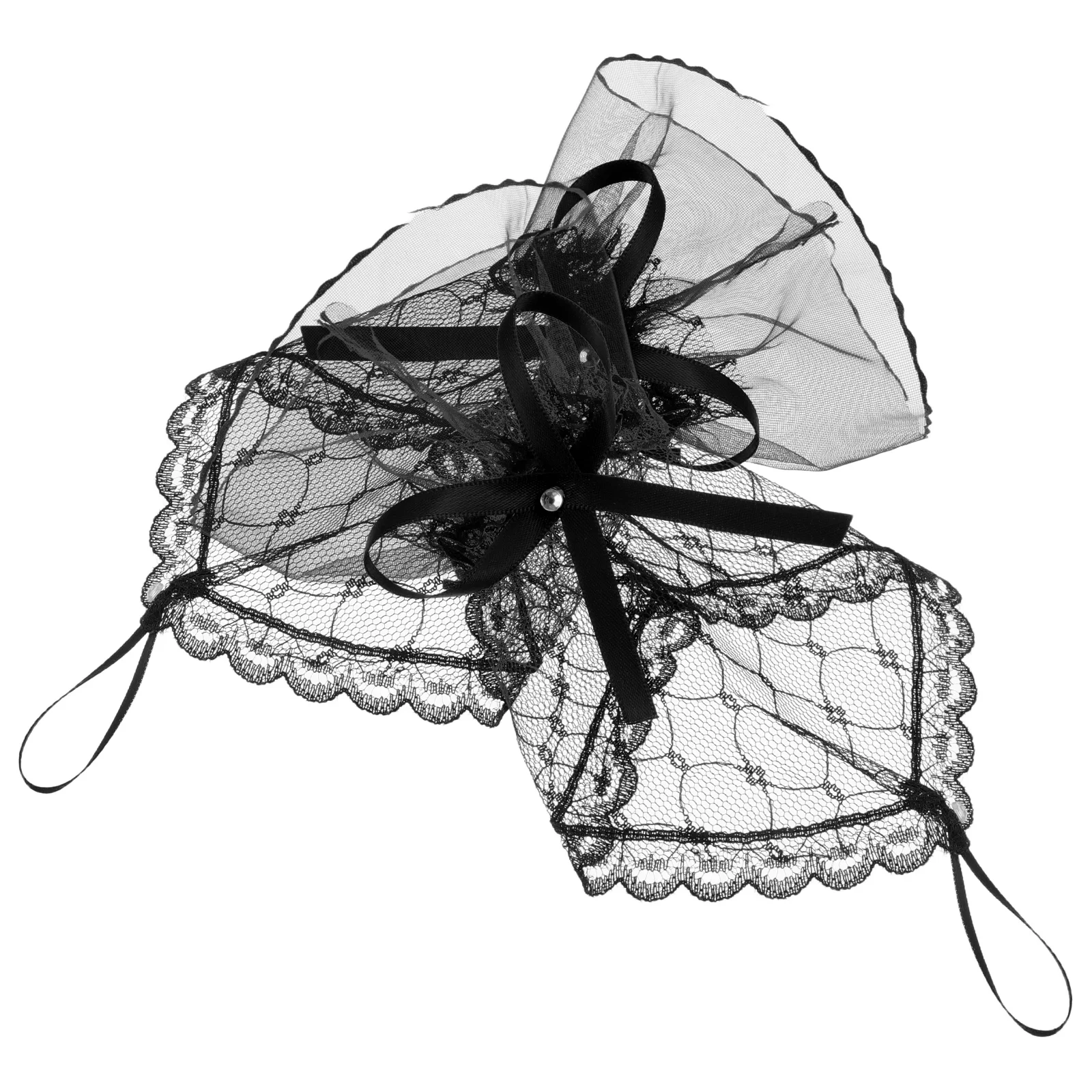 

Lace Gloves Fingerless Wedding Dance Party Wrist Cuff Tulle with Bows Lolita Accessories Sleeve