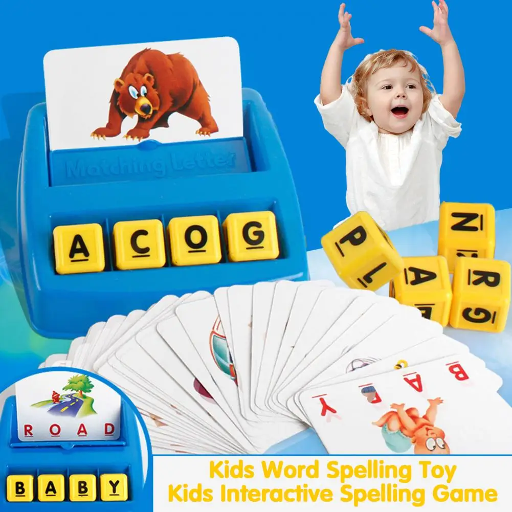 Jouet d'orthographe des mots pour enfants, jeu de correspondance de l'alphabet pour les tout-petits, ensemble de blocs de 30 cartes et de 8 lettres, jouet d'apprentissage précoce pour garçons