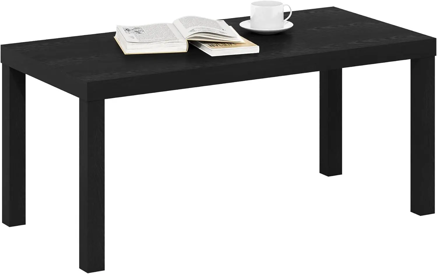 

Modern Rectangle Coffee Table with Triple Thick Tabletop, Side Table for Living Room and Home Office in Black