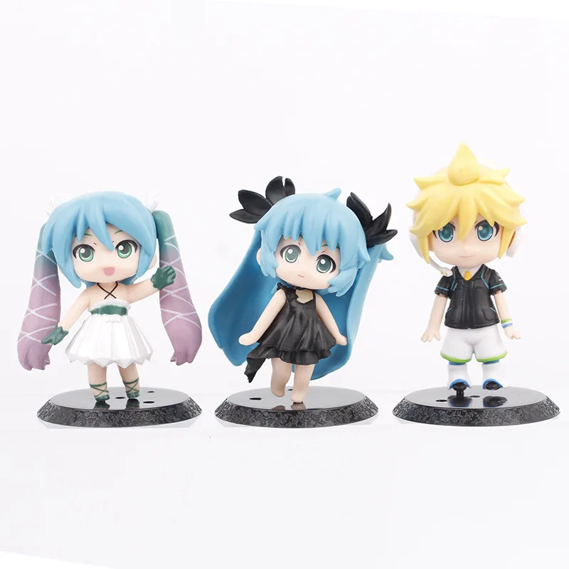 6pcs Q Version Hatsune Miku Figures Kawai Cute PVC Figures Toys Desktop Car Decoration Anime Manga Neighborhood Children Gift