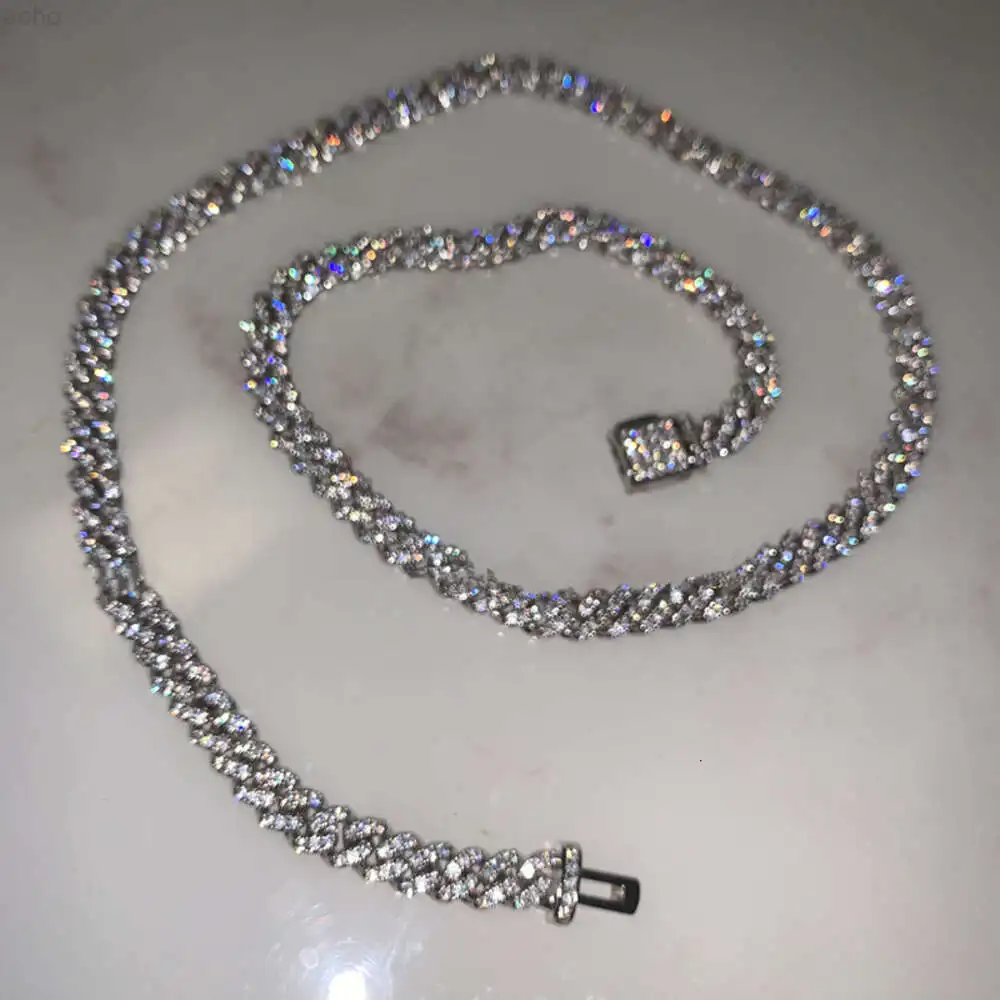 

Style Bling Fully Iced Out Vvs Moissanite Hip Hop Jewelry Cuban Necklace 6mm 925 Sterling Silver Cuban Link Chain Bracelet