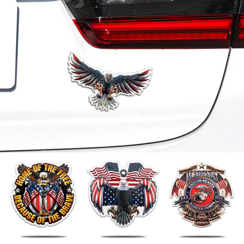 

High-quality 3D Metal Car Stickers with American-related Elements Totem Scratches Eagle and Car Decoration Accessories
