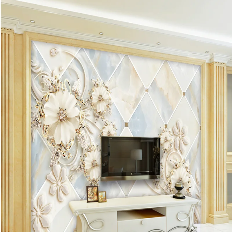 Custom mural 3d Original European Marble Jewelry Art TV Background Wall Mural high-end bedroomliving room background wallpaper