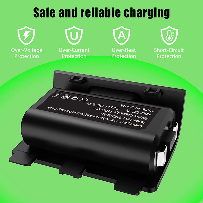 2x1100mWh Rechargeable Battery for Xbox One S/X /Xbox Series X/S Controller Battery Cover with Charging Cable