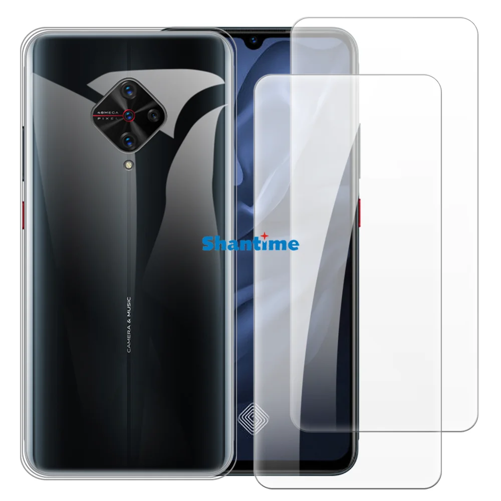 Soft Case + 2 Pack Tempered Glass Screen Protectors for Vivo S1 Pro, V17, Y9S, X50 Lite, S1 Prime, Y51 2020 September Full-Body