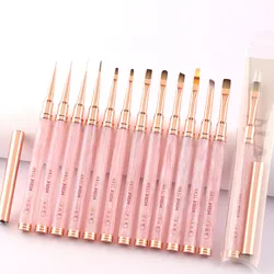 Pink Acrylic Nail Brush Gel Brush For Manicure Acrylic UV Gel Extension Pen Nail Polish Painting Drawing Brush Liner