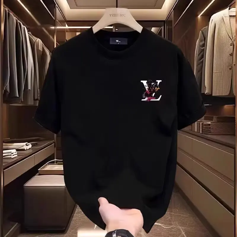 

Летний модный брендовый уличный свободный топ с круглым вырезом, новинка 2025 года, новый американский стиль, киска, тяжелый чистый хлопок, с короткими рукавами